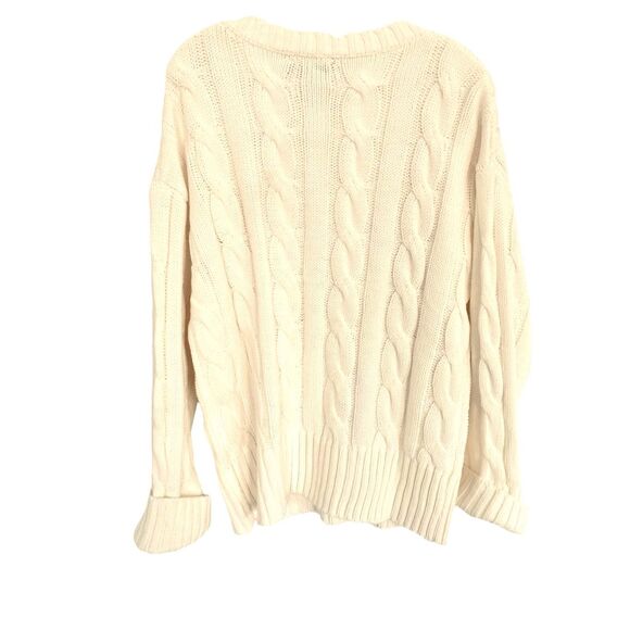 NWT Blue b Ivory Cable Knit Faux Pearls Embellished Sweater Oversized S - Picture 3 of 8